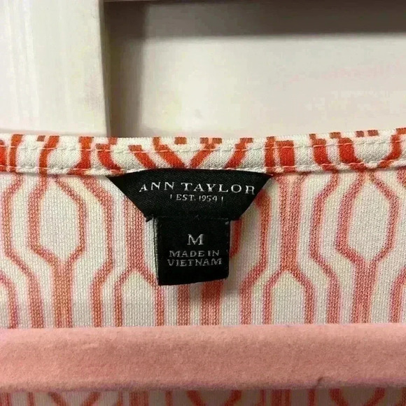 Ann Taylor Tank Top Size Medium Orange & White - Picture 2 of 6